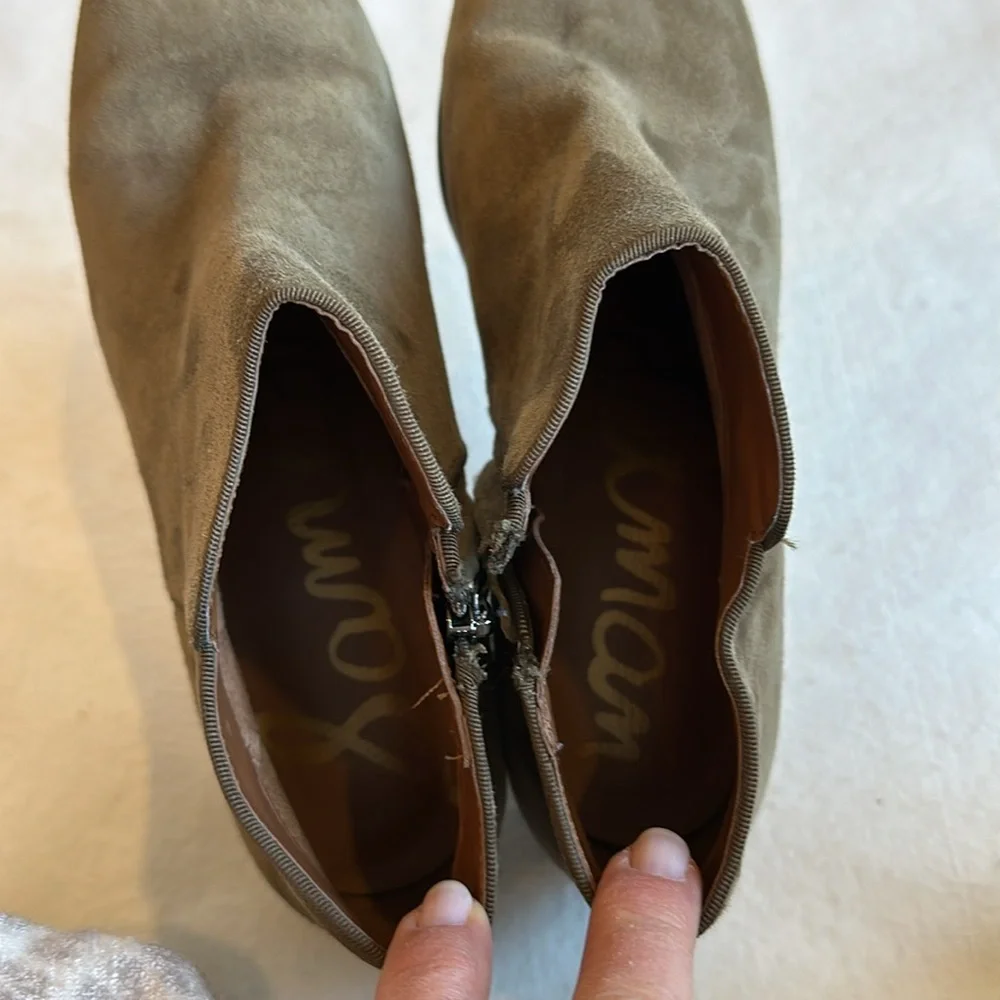 Sam Edelman Leather Suede Ankle Booties in Olive Green/ Gray size 8